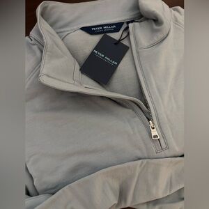 Peter Millar Merino Wool Light Gray Tech Quarter-Zip sweater,pullover